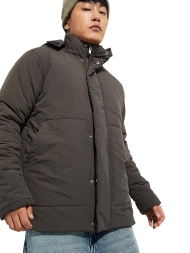 Max URB_N Men Solid Padded Jacket (Brown_L)