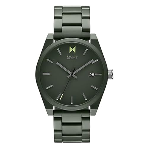 MVMT Element Qtz Basic Calendar Green Round Dial Men's Watch|Green Ceramic Material|Green Color Band - 28000328-D