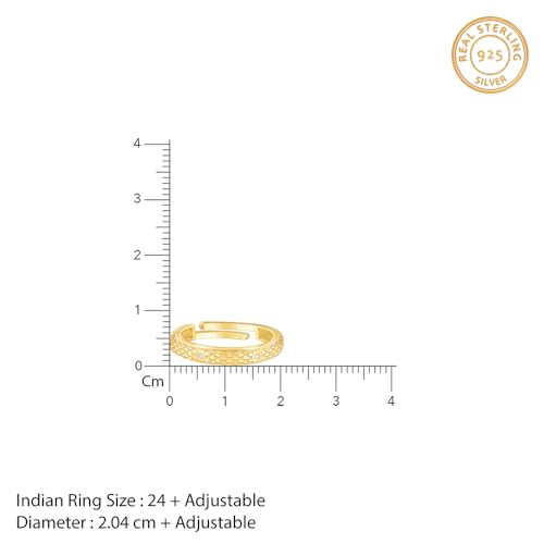 GIVA 925 Silver Golden Elegant Pattern Ring Band For Him, Adjustable | Gifts for Men and Boys | With Certificate of Authenticity and 925 Stamp | 6 Months Warranty