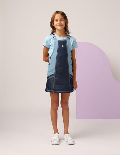 U.S. POLO ASSN. Girl's Cotton Classic Mini Dress (UGDRS0440 Blue