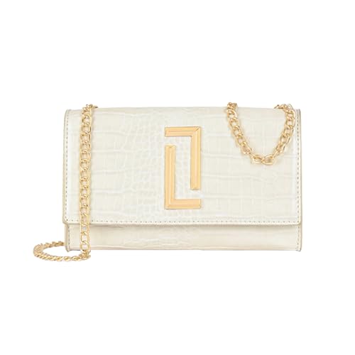 Lavie Crocflap Synthetic Zipper Closure Women's Sling Bag (OFF WHITE, SMALL)