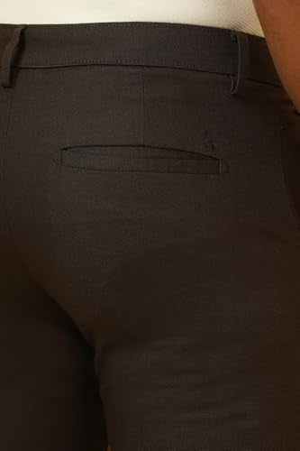 Men Brown Textured Casual Trousers