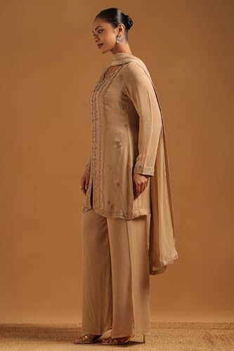 Soch Womens Beige Georgette Embellished Salwar Suit With Stone Work