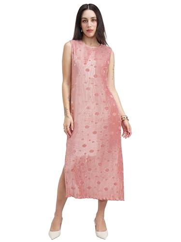 Tokyo Talkies Women's Polyester Midi Dress (TTJ6012623_Peach