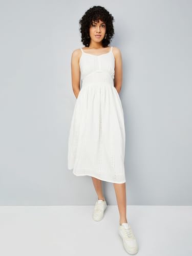 Max Women's Cotton Classic Midi Dress (CF43003AOFF White_Off