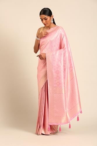 MOHEY Women's Pink Art Silk Stone Work Saree (Pink)