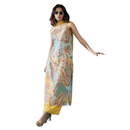 BIBA Women Polyester Printed Suit Set (SKDPAISLEYDIVA9671SS24YEL_Yellow