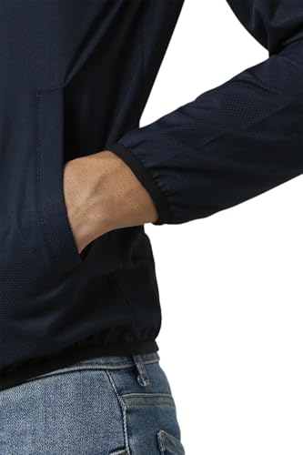 Men Navy Textured Casual Jacket