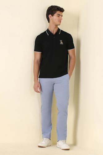 Men Light Blue Solid Casual Trousers