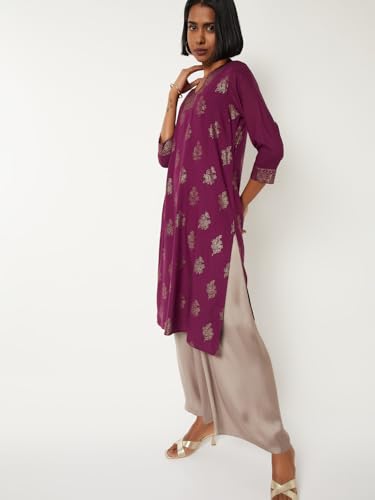 Max Women Printed Straight Kurta (Purple_XXL)