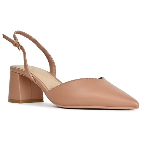 Aldo THERATHA-261-OTHER MEDIUM BEIGE Synthetic Pointy Toe Sling Back Block Heel Shoe (3)