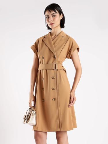 Polyester Notch Collar Shirt Dress