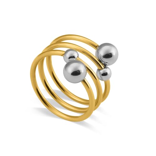PALMONAS Spring Ball Adjustable Ring for Women - Gift for Girls & Women, Women's Jewellery | Waterproof & Anti Tarnish Rings