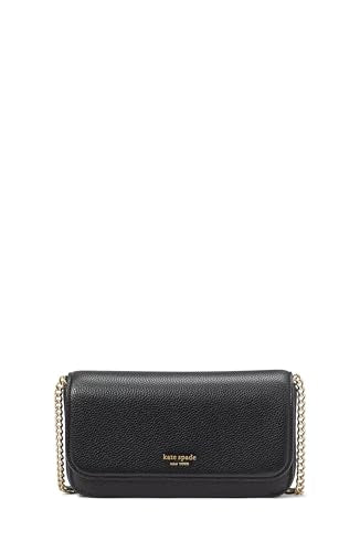 kate spade new york Ava Pebbled Leather Flap Chain Wallet, Black
