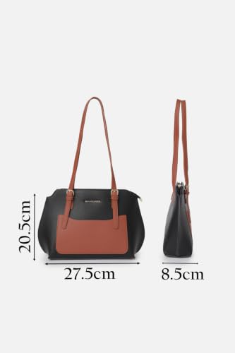 Women Black Patterned Casual Handbag