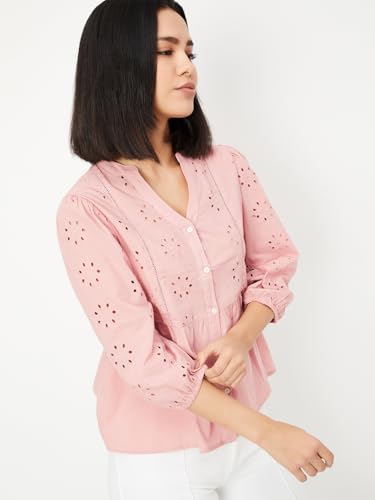 Max Women's Regular Fit Top (EMB3602_Peach