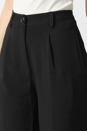 Women Black Solid Casual Trousers