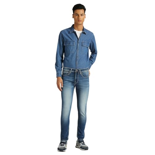 Pepe Jeans Men's Skinny Jeans (PM207867J671_MED Used_Mid Indigo Blue