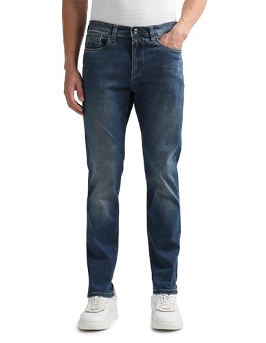 Arrow Newyork Men's Soho Slim Tapered Fit Mid Rise Jeans (ANAKJN2680_Indigo_40)