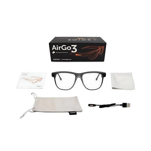 SOLOS AI Powered Glasses | AirGo3 Xeon 5S | Shiny Black | Photochromic | Lenses Integrated ChatGPT for Travel and Real Time Translation | Stereo Speakers | Compatible with iOS and Android