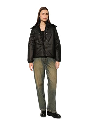 ONLY Women's Solid Regular Fit Black Jacket