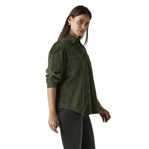 Levi's Women's Solid Olive Spread Collar Shirt
