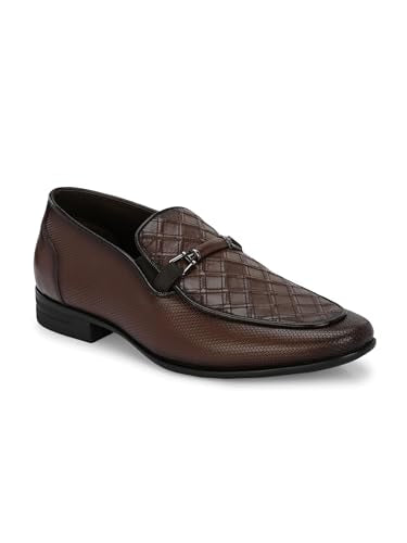 HITZ Men's Brown Leather Slip-On Shoes - UK 6