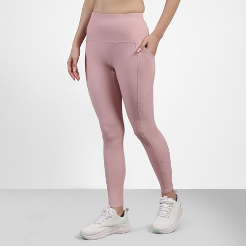 Skechers Women Vertical Pattern Pink Leggings