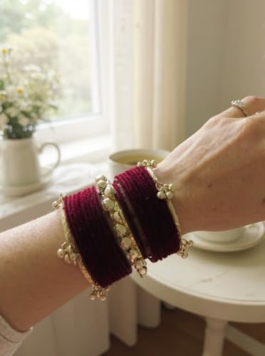 EA'S ACCESSORIZE Traditional Bangle Set for Women | 18 Aluminium with 2 Kashmiri Bangles & 1 Big Ghungaroo Bangle | Lightweight Ethnic Bangles for Wedding Festive 2.8