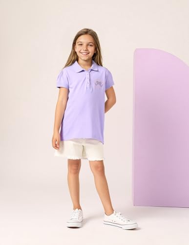 U.S. Polo Assn. Kids Kids Regular fit Girls Cotton Solid Short Sleeves Polo T-Shirts (UGSS25PTS204_Purple_8-9Y)