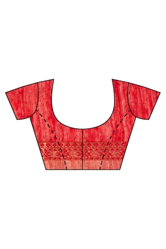 Red Pure Silk Cutwork Bengal SareeWith Unstitched Blouse( SHG08H00444-Red)