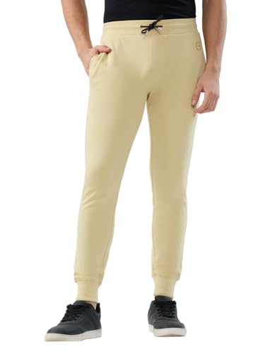 Park Avenue Men Slim Fit Solid Pattern Cotton Polyester Blend Flat Front Casual Jogger Pant