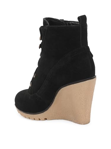 Delize Black Women wedge derby ankle boots TT-0059-41
