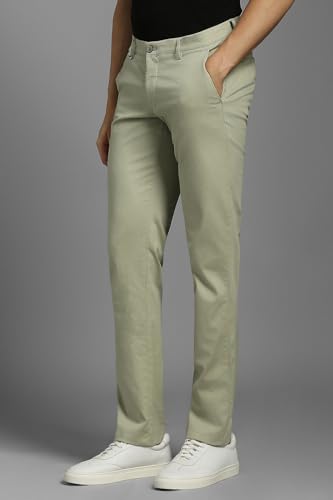 Men Green Textured Flat Front Casual Trousers