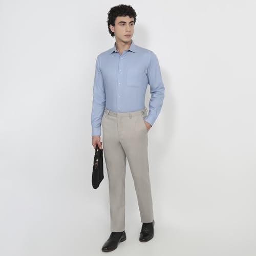 Park Avenue Men Regular Fit Solid Pattern Pure Cotton Semicutaway Collar Full Sleeve Round Hem Formal Shirt Medium Blue