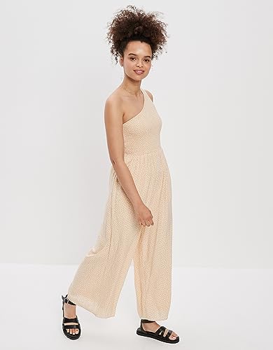 American Eagle Womens U-1396-7097-106 Smocked One-Shoulder Jumpsuit, CREAM, XS