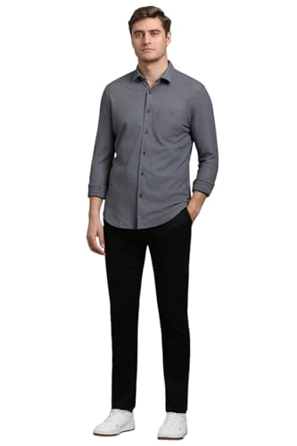 Louis Philippe Men Black Smart Fit Print Full Sleeves Casual Shirt