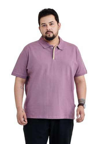 SNITCH Men Plus Size T-Shirt | Modern Zip Neck Polo with Half Sleeves & Regular Fit | Breathable Cotton Lycra Blend Fabric with Stretchy Finish for Smart Casual & Holiday Wear | Mauve