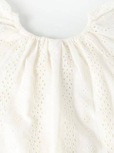 Max Girl's Cotton A-Line Midi Dress (S225CWDR04A_Ivory