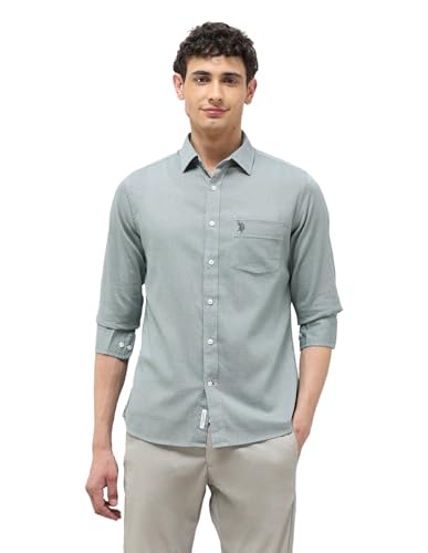 U.S.Polo ASSN. Men's Tailored Fit Shirt (USSHT3141_Olive