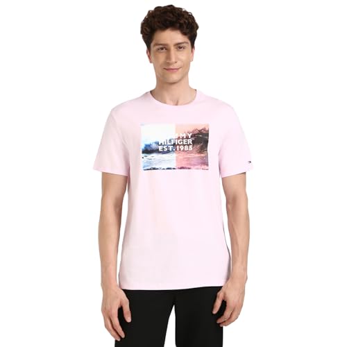 Tommy Hilfiger Mens Pink Color T-Shirt (M)
