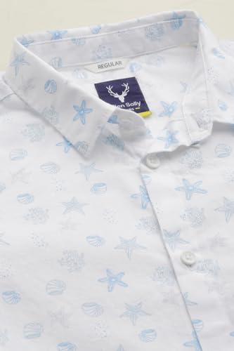 Boys White Print Casual Shirt