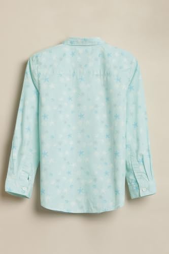 Boys Light Blue Print Casual Shirt