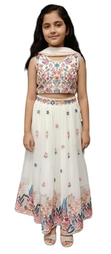 Aarika Girls Ethnic Wear Cream Colour Thread Embroidery Georgette Lehenga Choli Set With Dupatta-(4-15 Years)-(LCH-MC-012029-CREAM-34)