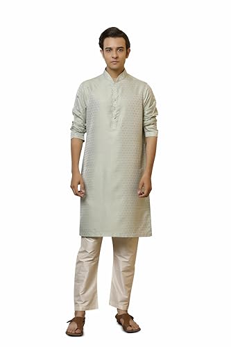 TASVA Light Green Jacquard Kurta Set|Size: L