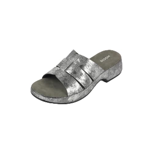 Mochi Women's Gun Metal Open Casual - Slides with Flat sole UK/7 EU/40(41-429)