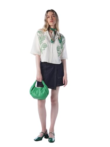 ONLY Women's Embroidered Regular Fit White Shirt