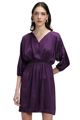 FOREVER 21 Women's Polyester Blend Fit and Flare Mini Casual Dress (FWA23PDRF0083_Purple