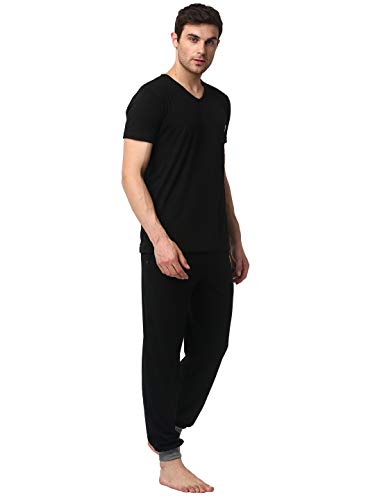 Mack Jonney Men's Cotton Regular Fit Night Suit Pajama Set Black X-Large Pack of 1-V_Blk_D9_Blk_02-XL - Co-Ord Sets