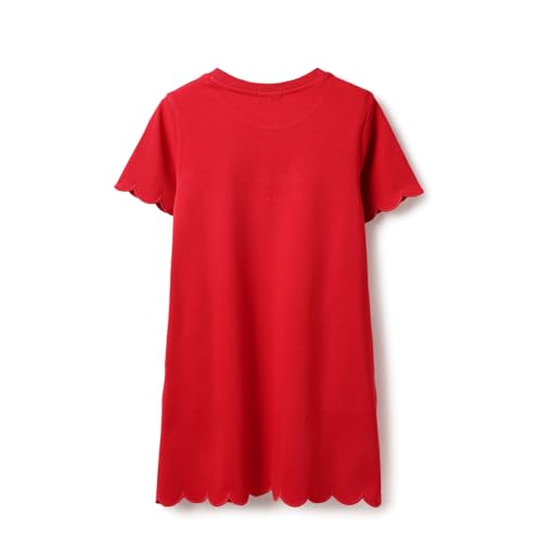 United Colors of Benetton Girl's Embroidered Regular Fit Dresses (25A3056CFS01I015_Red